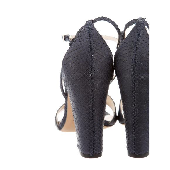 Christian Dior Snakeskin Platform Block Heel Sandals - 9 - Navy Blue - Picture 6 of 6